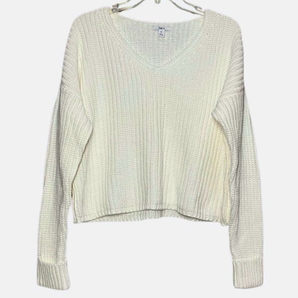 Bar III Cropped Ribbed Sweater in Creamy White Women’s M
